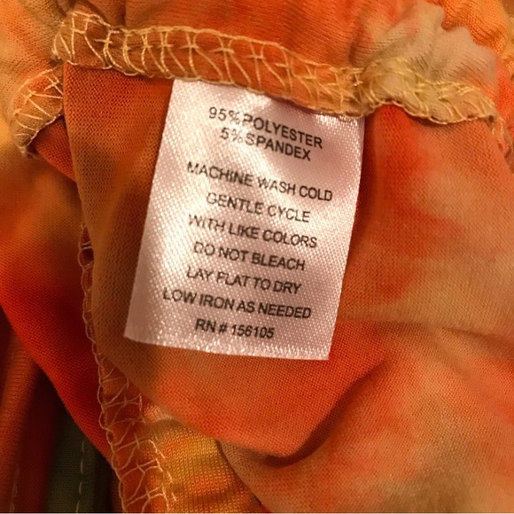 Tie Dye Bodycon Mini Dress NEW Juniors Large Orange Green Yellow Short Sleeve - Picture 12 of 12
